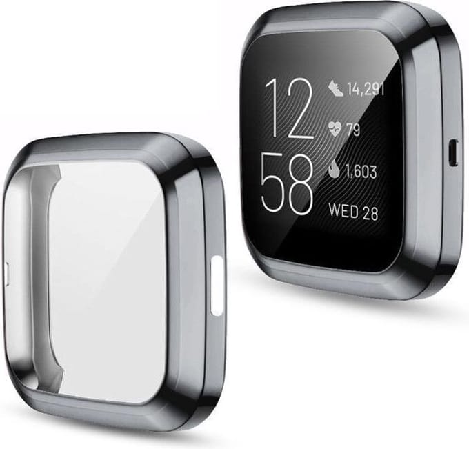 By Qubix - Geschikt voor fitbit Versa 2 Soft TPU case (volledig beschermd) - Grijs