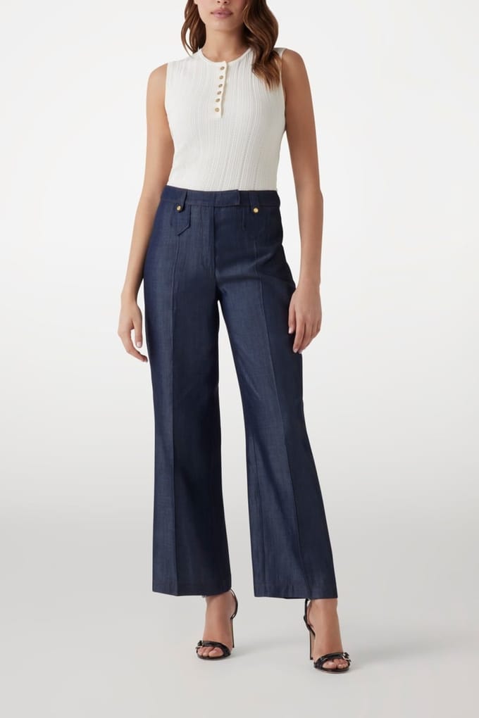 GUESS Marciano By  Greta Straight Pant Dark Blue Maat: 36 | Pantalons Outlet | Dames | Blauw