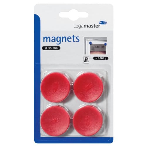 Magneet Legamaster 30mm 850gr rood 4 stuks