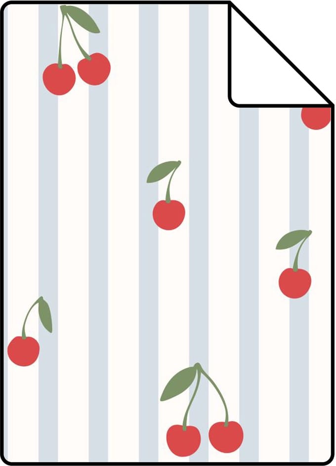 Proefstaal ESTAhome behang kersen blauw en rood - 26.5 x 21 cm - 131655-S