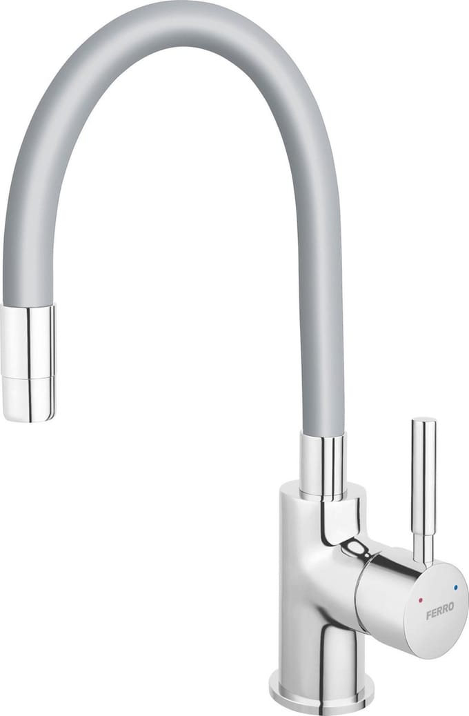 Ferro Keukenmeng kraan - Zilver met Chroom - Flexibele en Afneembare Uitloop