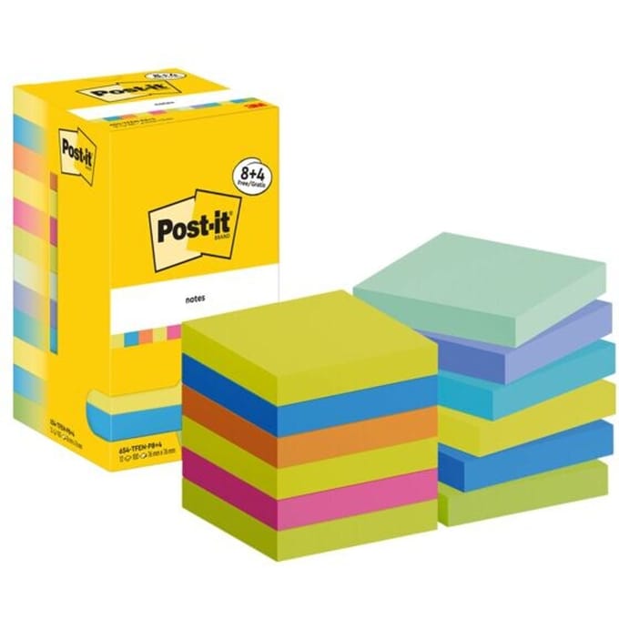 8+4 voordeelverpakking herkleefbare notes 76 x 76 mm »Notes 654-TFEN-P8+4«, 12 s