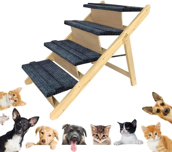 ACXIN Klapbare Huisdierhelling 2-in-1 - 80x47x65cm - Antislip - Zwart