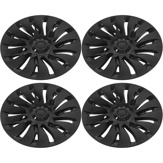 4 Stuks Naafdop Glanzend Zwart Wielnaaf Beschermkap Vervanging Voor Tesla Model Y 2020 tot 2023 19 Inch Naaf black