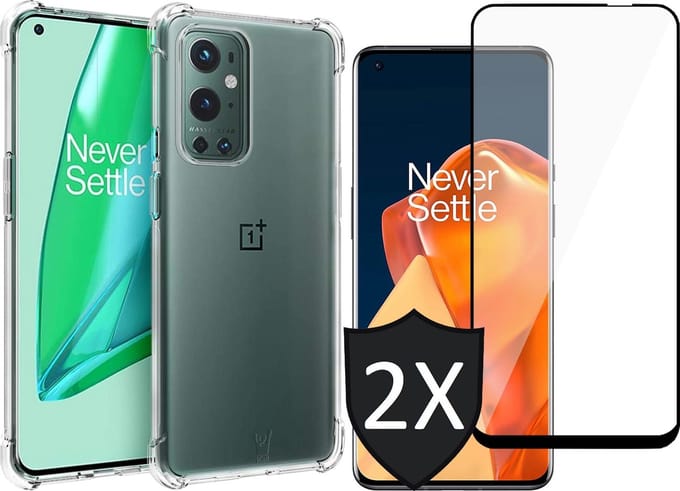 Hoesje geschikt voor OnePlus 9 Pro - Transparant Shock Proof Case + 2x Screen Protector Glas Full