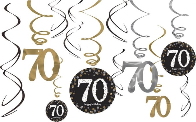 Amscan - Sparkling Celebrations - Swirl Decoratie 70 Goud (12 stuks)