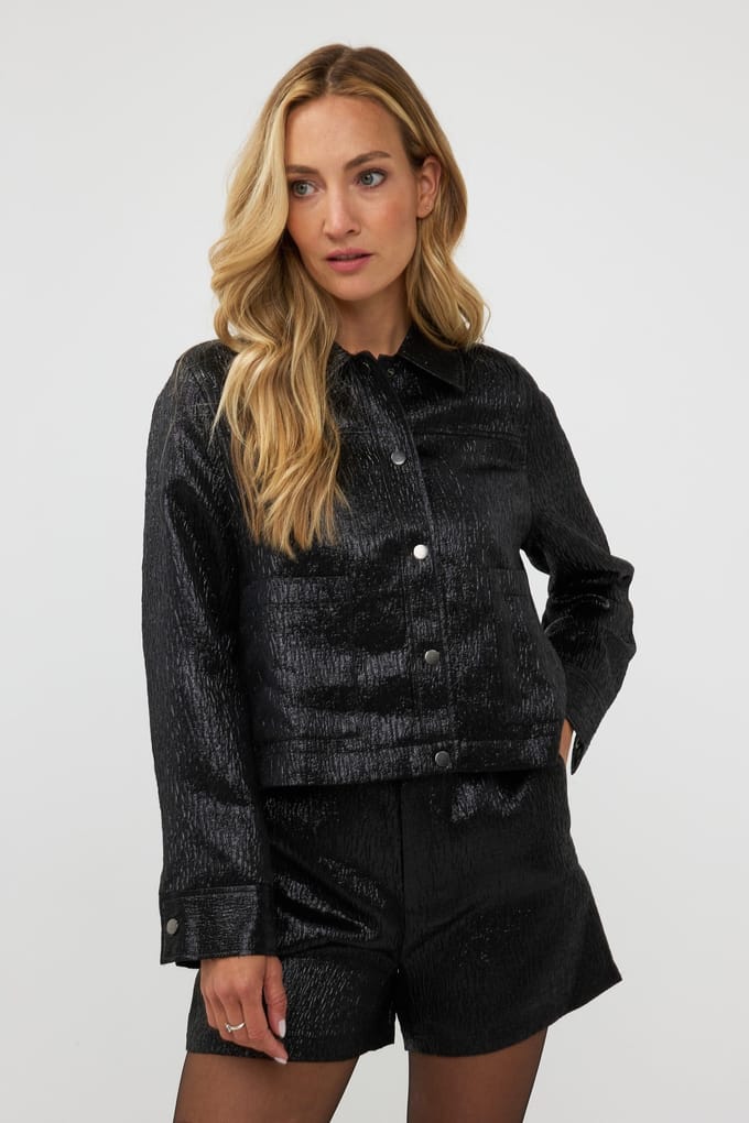 EsQualo Blazer Metallic Black Taglia: 46 | Blazers Outlet | Donna | Nero
