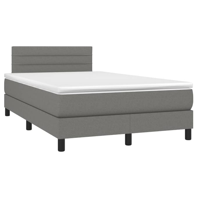 vidaXL - Boxspring - met - matras - en - LED - stof - donkergrijs - 120x200 - cm