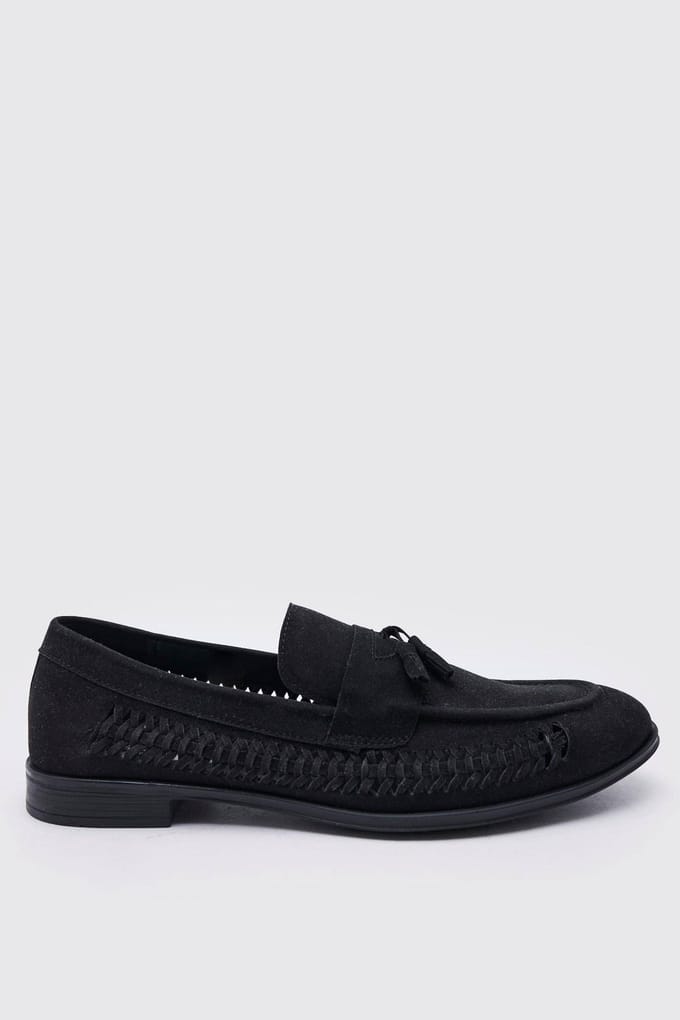 Faux Suède Gevlochten Loafer | Black | Size 42