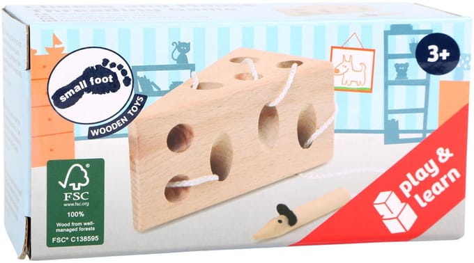 Small Foot - Cheese and Mouse Wooden Threading Gam