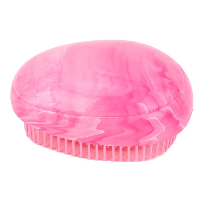 4 stuks Rozerood Eivormige Ontwarborstel Helder Marmer Effect Draagbare Stylingkam Haarborstel pink