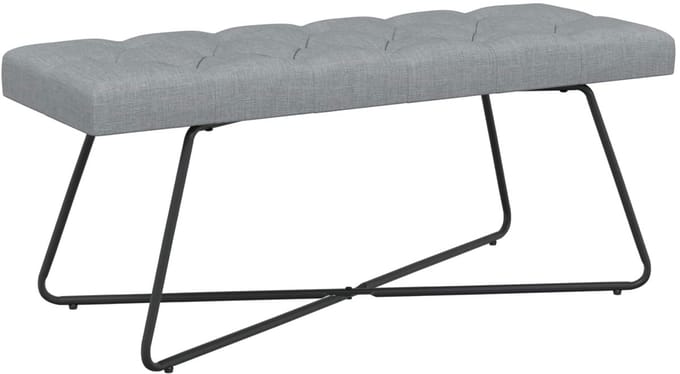 vidaXL - Bank - met - knopen - tufting - Lichtgrijs - 110 - x - 40 - x - 46 - cm - Stof