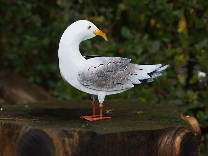Tuinbeeld - Zeemeeuw kop achteruit - 21 cm hoog