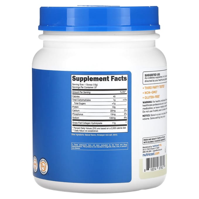 Collageenhydrolysaat, Vanille, 454G(16oz)
