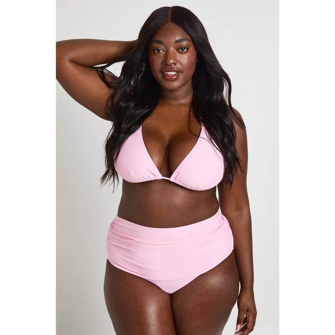 boohoo Dames Plus Essentials Driehoek Bikini Top | Roze | Maat: 44