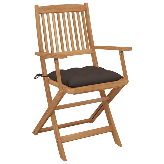 vidaXL - Inklapbare - stoelen - 8 - st - met - kussens - massief - acaciahout