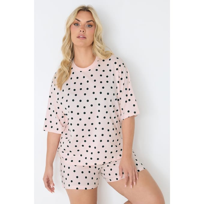 Yours Roze Slaapshirt Met Stippen Size 50-52