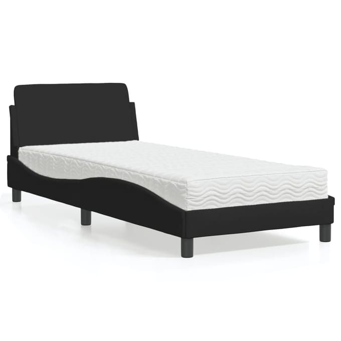 vidaXL - Bed - met - matras - "Dover" - stof - zwart - 80x200 - cm