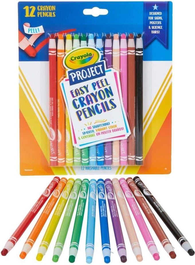 Crayola - Project lijn - Easy Peel potloden voor kinderen  - 12 stuks