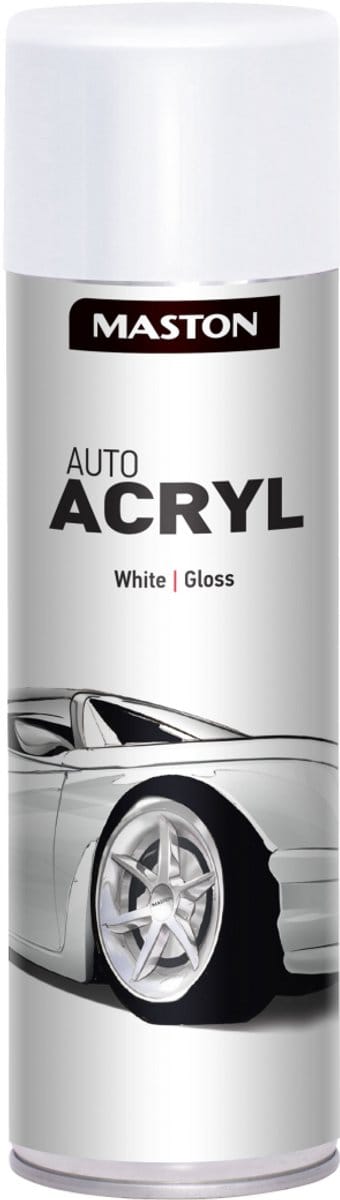 Maston Auto Acryl Spray - Hoogglans - Wit - autolak - 500 ml - spuitbus verf