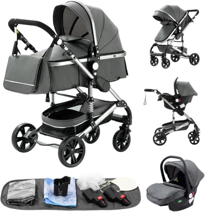 3-in-1 Kinderwagen Combinatie Inclusief Reiswieg en Zitting