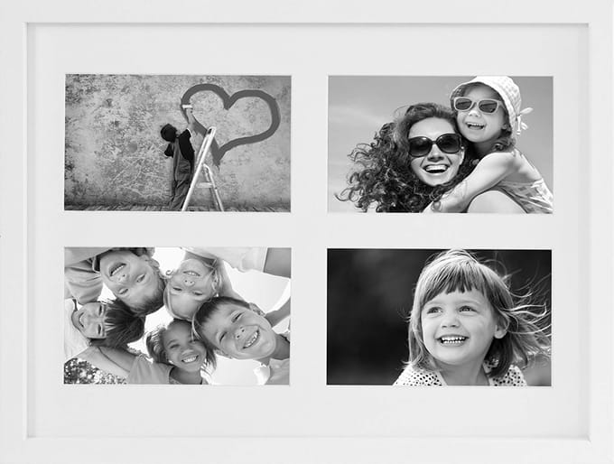 BD art - Fotolijst - 28x35 cm - 4 Foto's - MDF - Wit