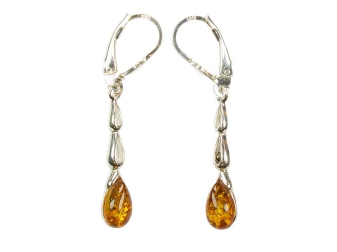 Zilveren oorbellen met sluiting Amber / Barnsteen 925 zilver