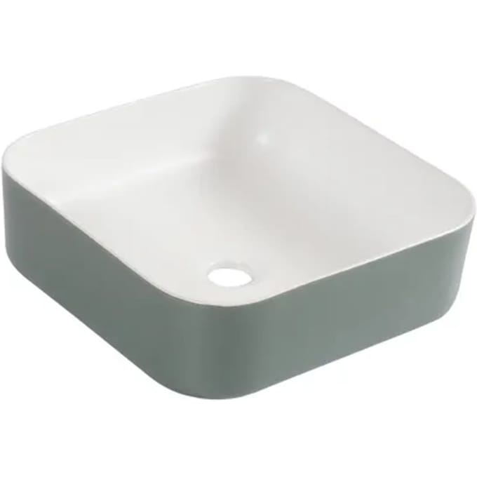 Differnz Waskom Nila - Keramiek - Vierkant - Groen/wit - 38x38x13cm
