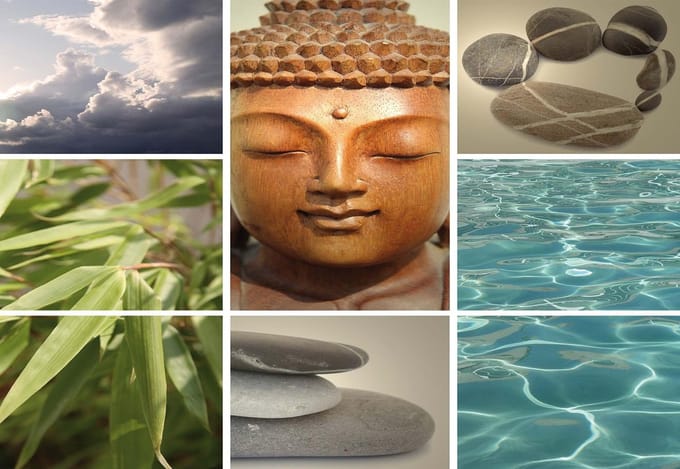 Fotobehang Zen Calming Scene | PANORAMIC - 250cm x 104cm | 130g/m2 Vlies