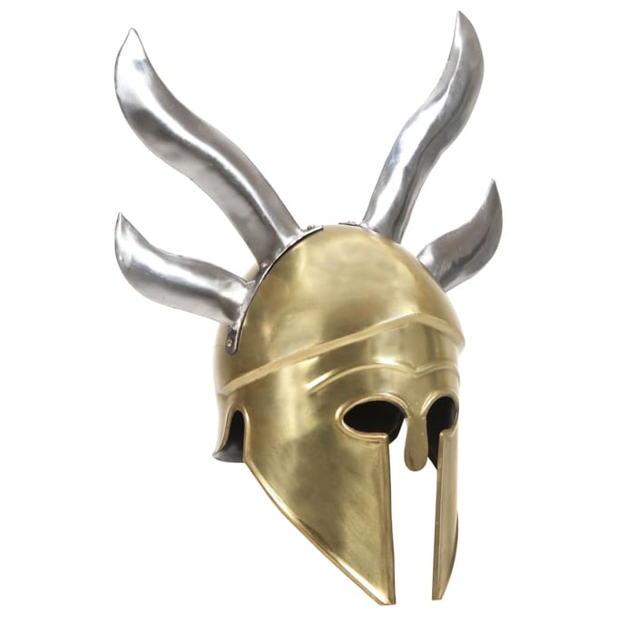 Casque de Guerrier Grec Réplique Antique pour LARP Laiton Acier beige
