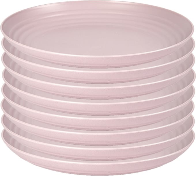PlasticForte Rond bord/camping bord - 8x - D22 cm - lichtroze - kunststof