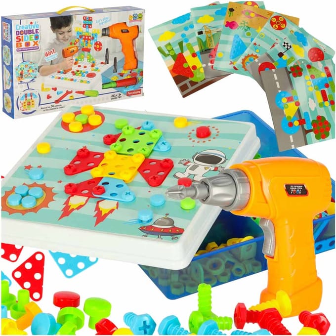 Playos® - Schroevendraai Speelgoed - 261 delig - in Koffer - met Boormachine - Constructiespeelgoed - Educatief - Bouwen - Sinterklaas