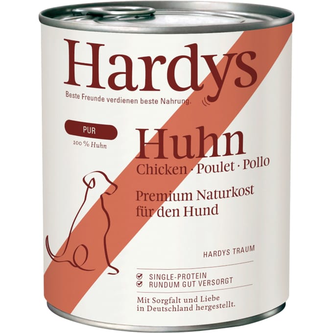 Voordeelverpakking 24x 800g Hardys Pure Kip natvoer voor honden