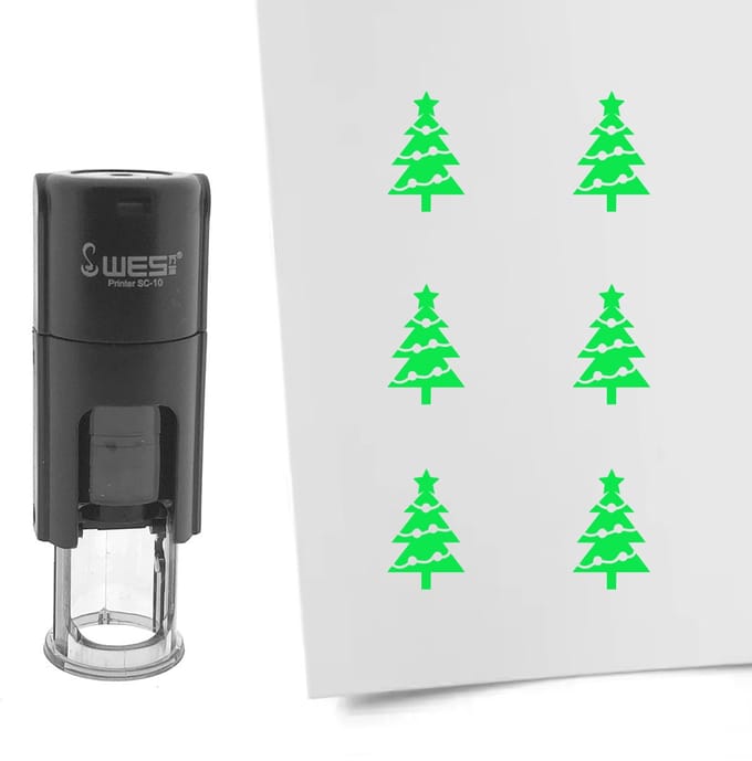 CombiCraft Stempel kerstboom 10mm rond groene inkt - per 1 stuk
