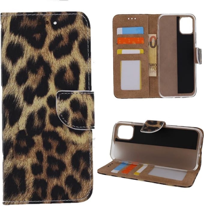 Portemonnee Book Case Hoesje Geschikt voor: Apple iPhone 14 Plus - Luipaard Print