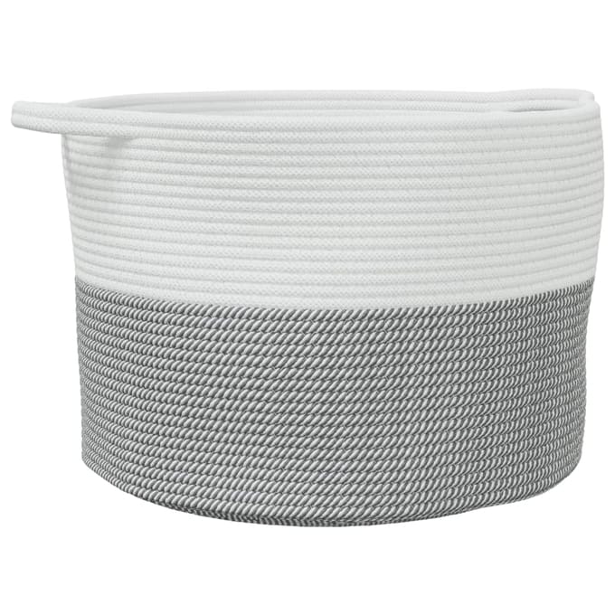 vidaXL - Wasmand - Ø - 55x36 - cm - katoen - grijs - en - wit