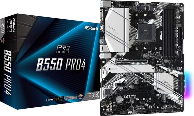 ASRock B550 PRO4 Moederbord - AMD B550 - AMD AM4 - DDR4 RAM - ATX