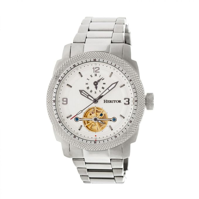 Heritor Automatic Helmsley Semi-Skeleton Armbandhorloge - Zilver/Wit