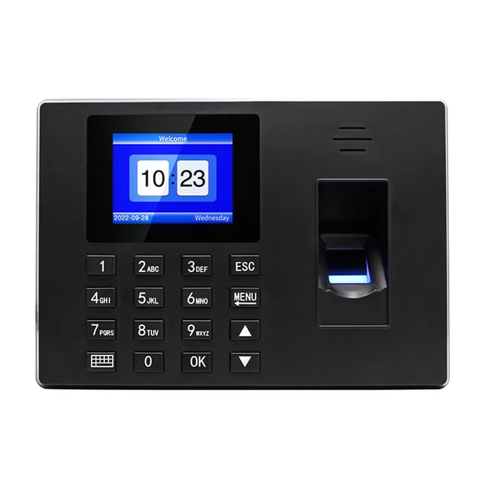 BISOFICE Intelligente vingerafdruk-tijdregistratiemachine Vingerafdruk/wachtwoord/ID met 2,4-inch display EU Plug black