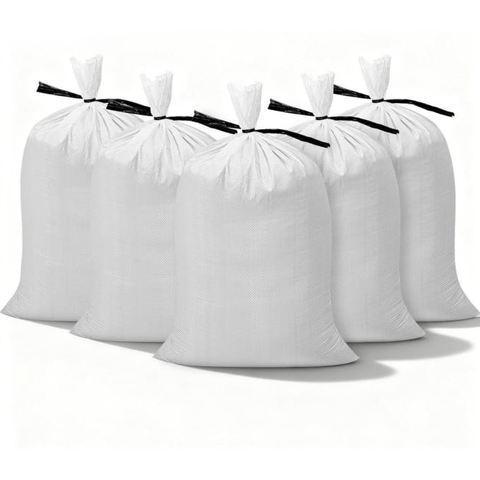 Lege Zandzakken, 100 Stuks 40 x 66 cm, Heavy Duty Zandzakken met Bindbanden, 22,6 kg Capaciteit Geweven Polypropyleen Zandzakken, Scheurbestendig &