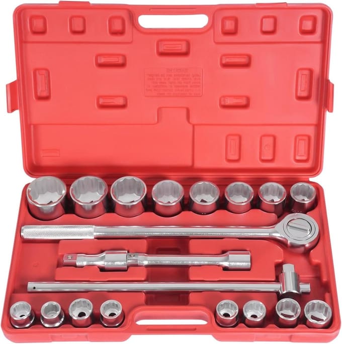 Dopsleutelset - Ratelset Koffer - Auto Reparatie - Ergonomische Ratel - 16 Delig - Zilver