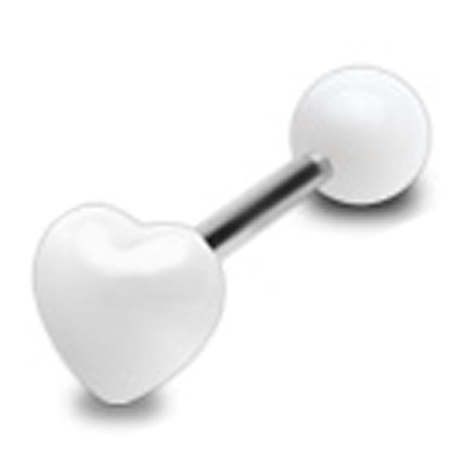 Tongpiercing UV hart 1.6x16 - wit - LMPiercings