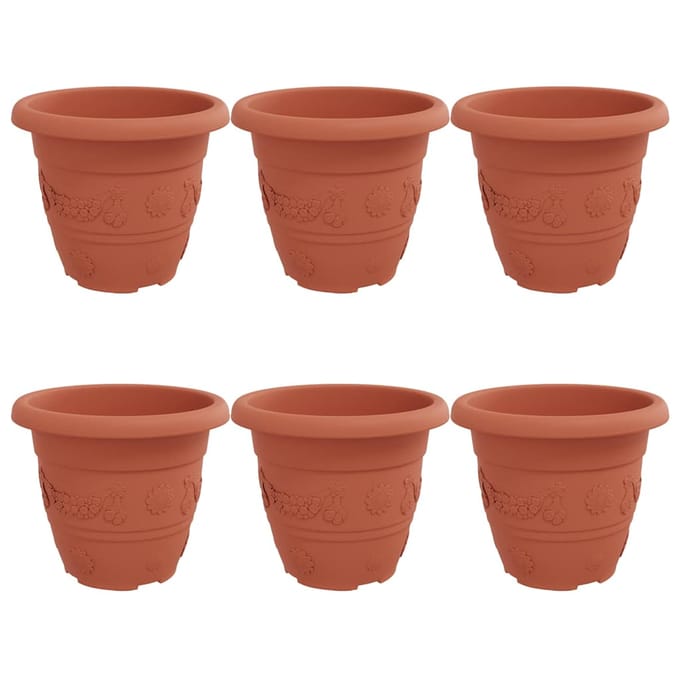 vidaXL - Ronde - Bloempot - 6 - st - Baksteenrood - Ø - 26 - x - 21.5 - cm - Kunststof
