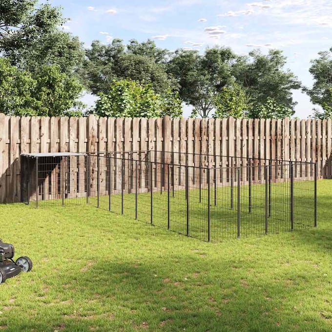 vidaXL - Hondenkennel - 13,31 - m² - staal - zwart