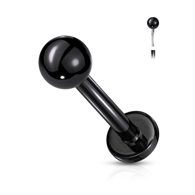 Piercing rond basis - push in - 0.8x6x2 mm - zwart - LMPiercings