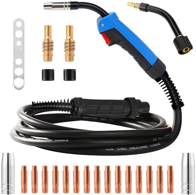 Allecto lasbrander - 4 meter slangpakket - Flexibele kop - CO² lassen - Geschikt voor lasapparaat - MB15AK model
