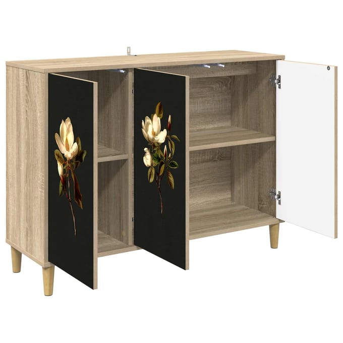 vidaXL - Dressoir - BREMEN - Sonoma - 102 - x - 33 - x - 75 - cm - Bewerkt - hout