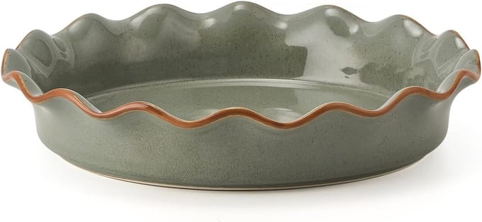 Keramische taartpan - Bakvorm - Taarten bakken - Gegolfde rand - 26.7 cm breed - Groen