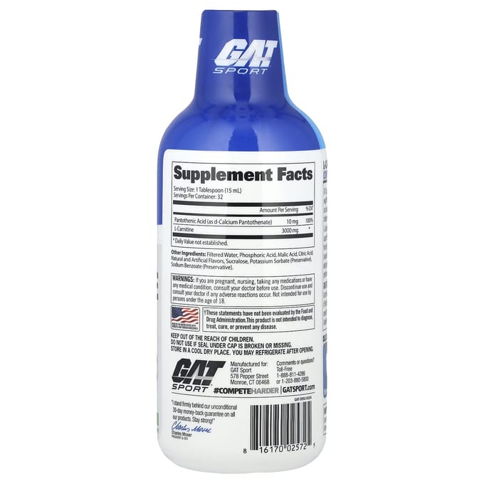 GAT, Sport, L-Carnitine, Pomme Verte, 3 000 mg, 16 oz (473ml)