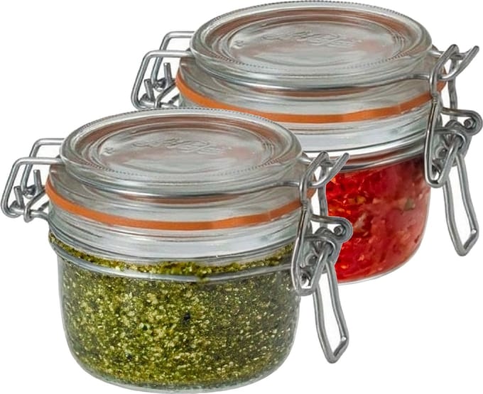 Le Parfait Voorraad/weckpot - 2x - glas - transparant - 7 x 7 cm - 125 ml